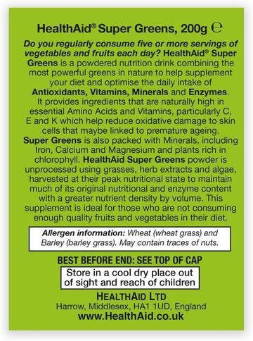 Healthaid Supergreens Powder, 200 G, Green