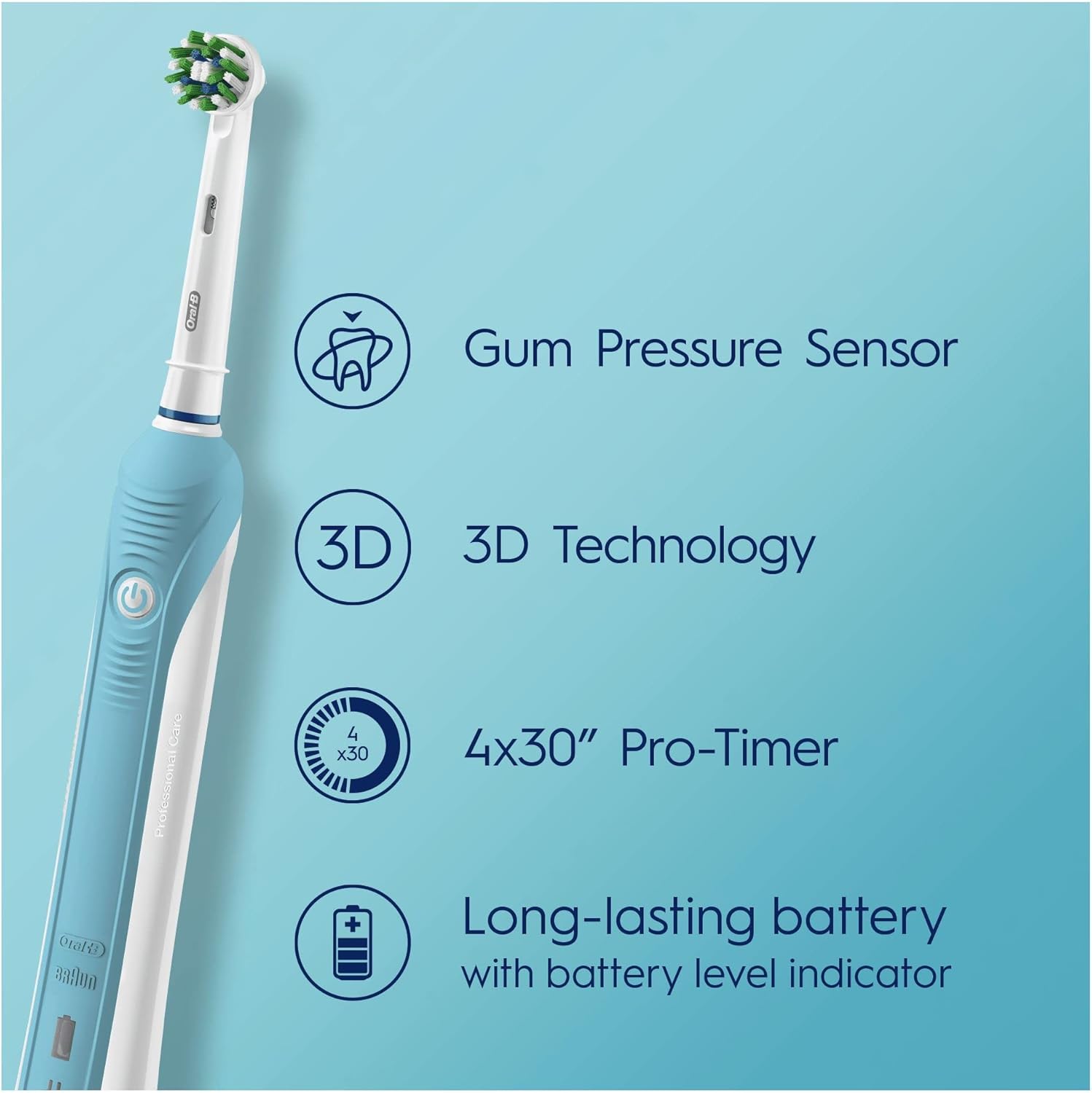 Oral-B Pro 1 Electric Toothbrushes For Adults With Pressure Sensor, Mothers Day Gifts For Her / Him, 1 Handle, 1 Toothbrush Head, 1 Mode with 3D Cleaning, 2 Pin UK Plug, 600, Blue : Amazon.co.uk: Health & Personal Care