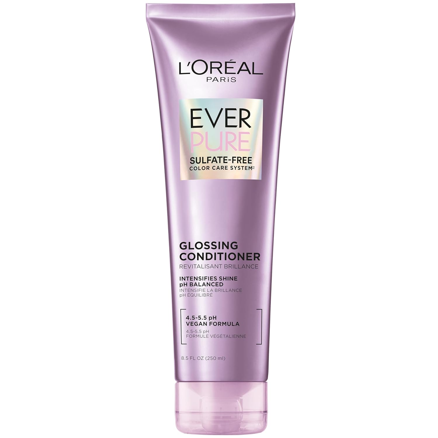 L'Oreal Paris Sulfate Free Glossing Conditioner, Intensifies Hair Shine & Smoothness, Ph Balanced & Argan Oil Infused Vegan Hair Care, Everpure, 8.5 Fl Oz