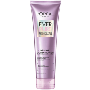 L'Oreal Paris Sulfate Free Glossing Conditioner, Intensifies Hair Shine & Smoothness, Ph Balanced & Argan Oil Infused Vegan Hair Care, Everpure, 8.5 Fl Oz