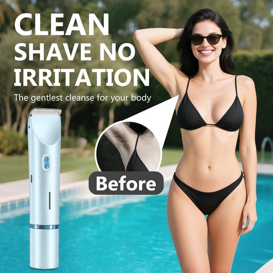 Itecfreely Bikini Trimmer For Women, 2-In-1 Women'S Body Shaver, Painless Electric Razors For Pubic Hair Underarm Leg Arm Body, Cordless And Rechargeable For Trip