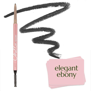Chella Eyebrow Pencil - Vegan, Gluten Free, Cruelty Free, Paraben Free, Long Wearing, Smooth Consistency (Elegant Ebony)