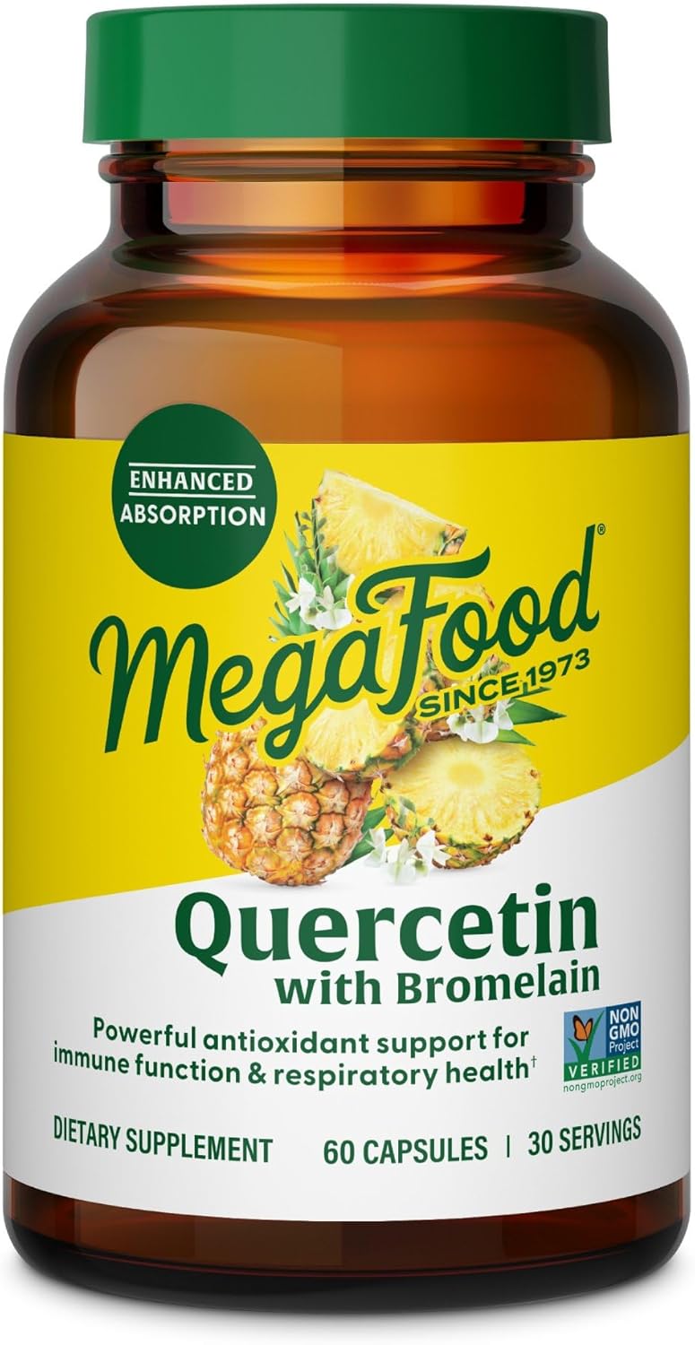 Megafood Quercetin With Bromelain - Respiratory & Seasonal Immune Support Supplement - Quercetin 500Mg Capsules & Enhanced Absorption With Bromelain - Vegan, Gluten-Free - 60 Capsules, 30 Servings