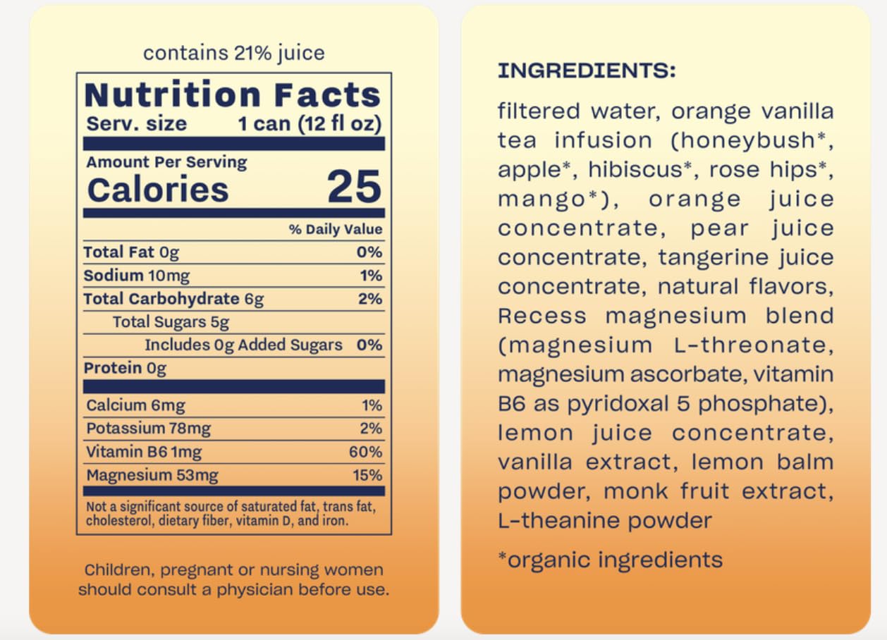 Recess Mood Magnesium & Adaptogen Drink, Relaxation Beverage, 12 Ounce (Tropical Bliss, 12 Pack)