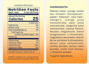 Recess Mood Magnesium & Adaptogen Drink, Relaxation Beverage, 12 Ounce (Tropical Bliss, 12 Pack)