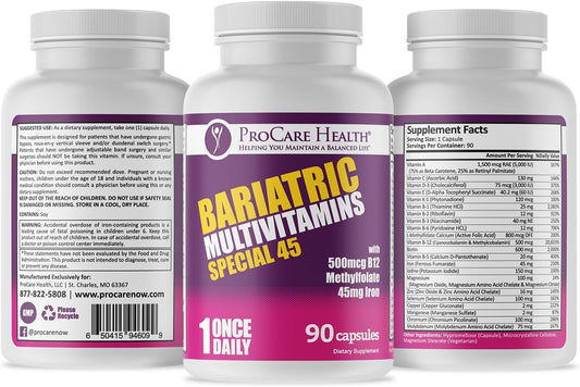 ProCare Health | Bariatric Multivitamin | Capsule | Special 45 | 90 Count