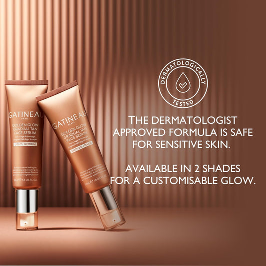 Gatineau - Golden Glow Gradual Tan Face Serum (Medium/Dark 10Ml) - Daily Facial Moisturiser With Self Tan, Natural & Streak Free, Radiant Dewy Complexion