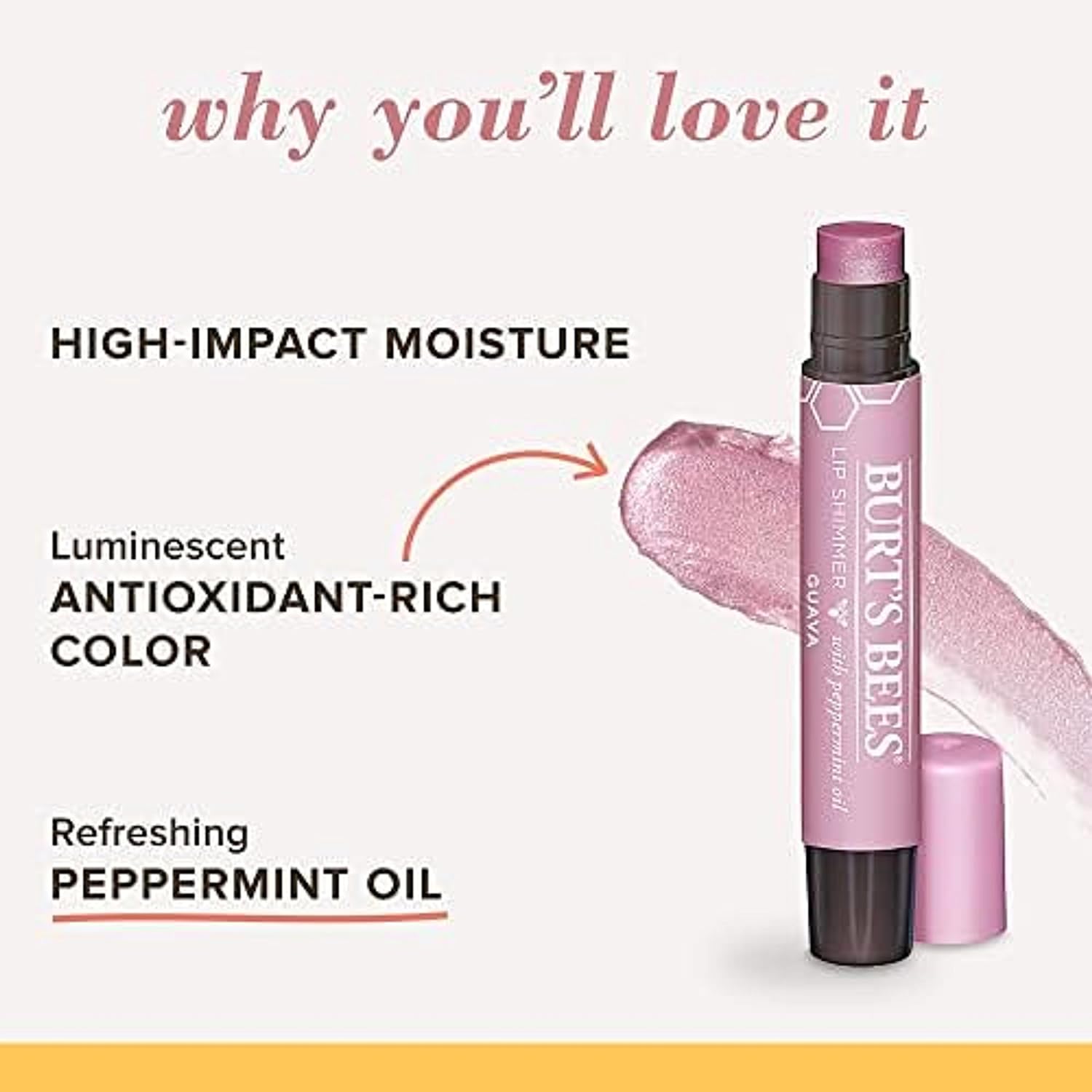 Burt's Bees Shimmer Lip Tint Set, Mothers Day Gifts for Mom Tinted Lip Balm Stick, Moisturizing for All Day Hydration with Natural Origin Glowy Pigmented Finish & Buildable Color, Guava (4-Pack) : Lip Glosses : Beauty & Personal Care