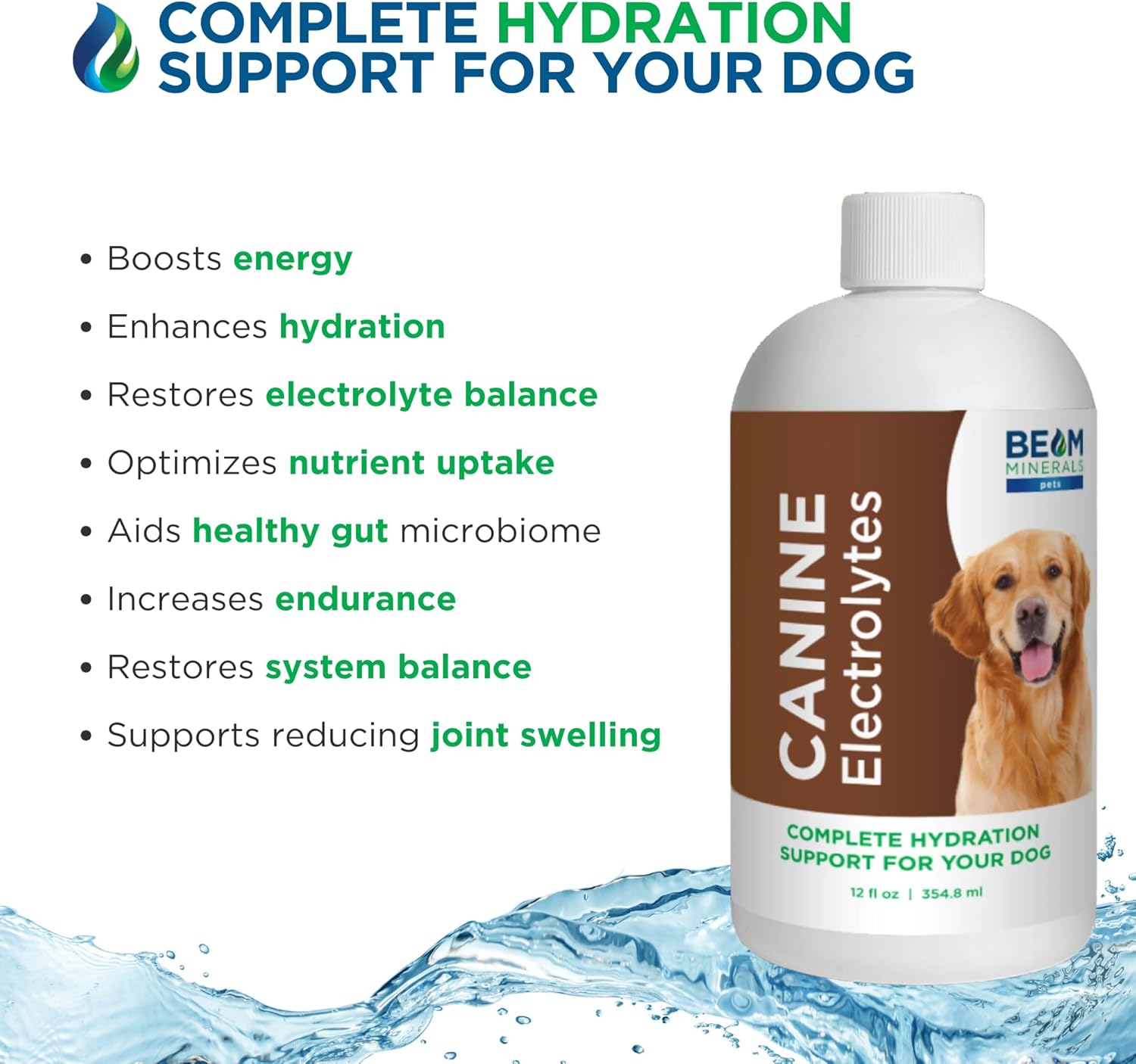 Beam Minerals Complete Canine Electrolytes | Full-Spectrum Electrolytes For Dogs | 12 Fl Oz : Pet Supplies