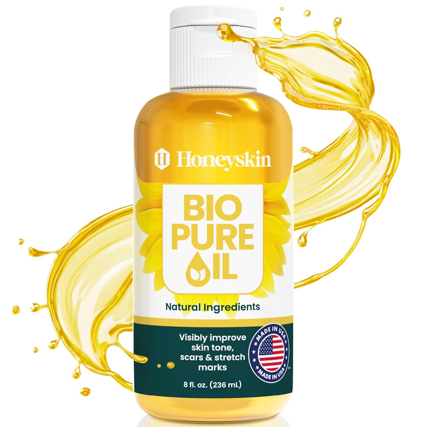 Bio Pure Skincare Oil For Skin - Moisturizer For Dry Skin - Pregnancy Stretch Mark Prevention - Oil For Scars - Stretch Mark Treatment With Organic Sweet Almond Oil & Jojoba Oil For Skin (8Oz)