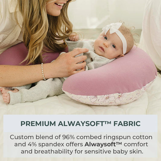 Pobibaby 1-Pack Premium Nursing Pillow Cover - Ultra Soft & Stretchy 96% Cotton, Breastfeeding Pillow Cover For Baby Boys And Girls (Blossom)