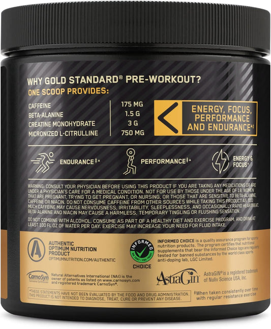 Optimum Nutrition Gold Standard Pre-Workout, Vitamin D for Immune Supp