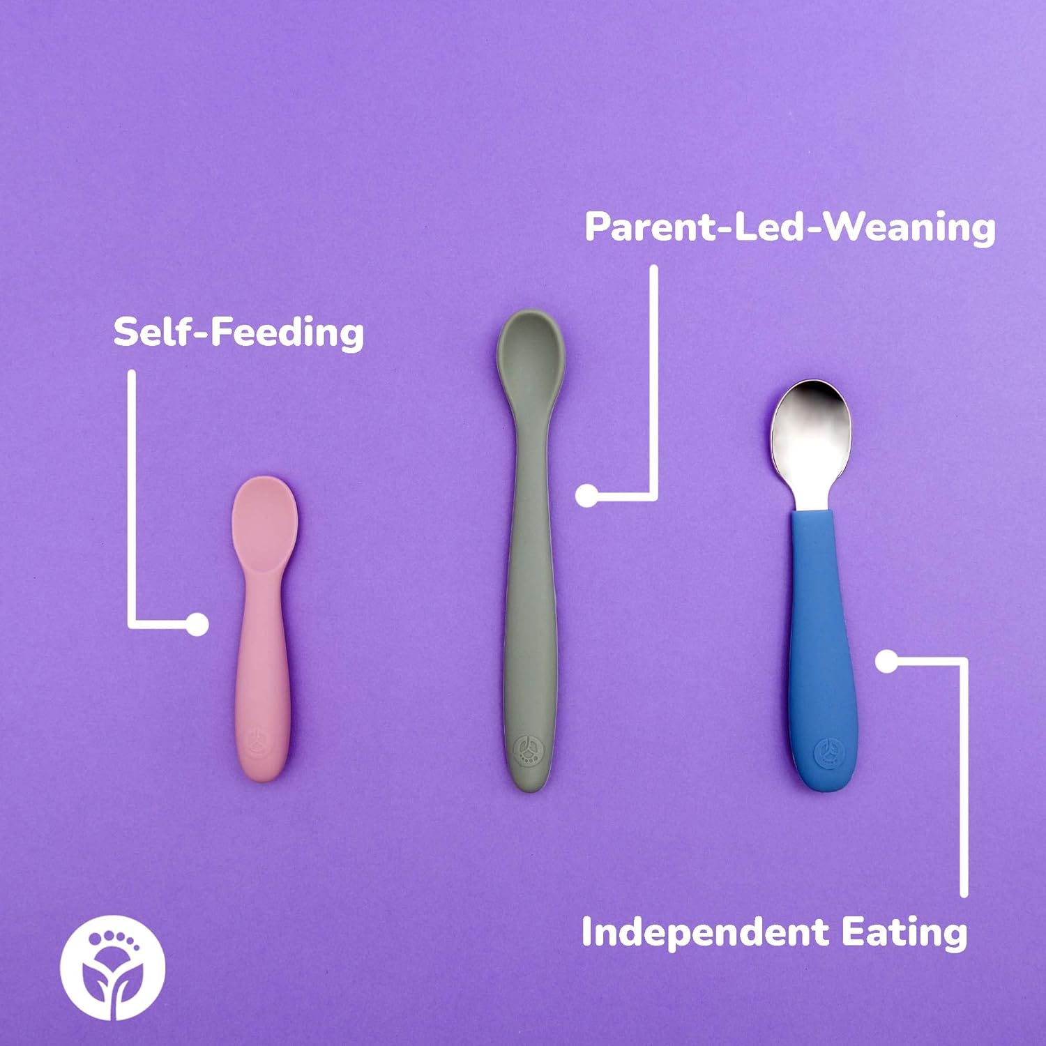 WeeSprout Toddler Utensils, 3 Forks & 3 Spoons, 18/8 Stainless Steel & Food Grade Silicone, Thick Easy-Grip Handles, Perfect Length For New Self Feeders, Gentle On Gums & Teeth, Dishwasher Safe : Baby