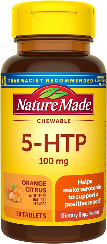 Nature Made Chewable 5HTP 100mg, 5-HTP Mood Support Supplement, 30 5 HTP Chewable Tablets, 30 Day Supply