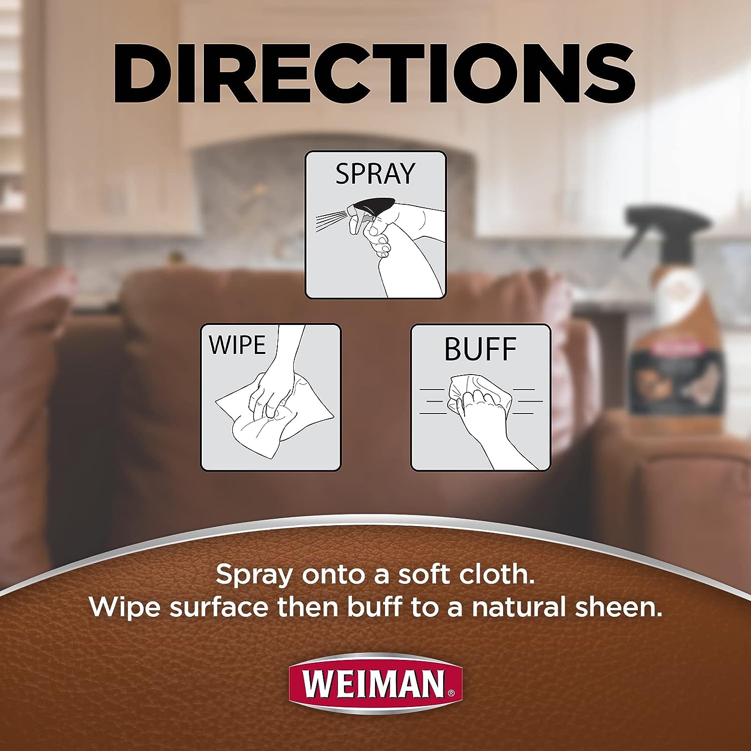Weiman Leather Cleaner Conditioner & Protector for Couches, Boots, Chairs, Bags, Purses & Auto Interior with Microfiber Towel Included (2 Pack) : Health & Household