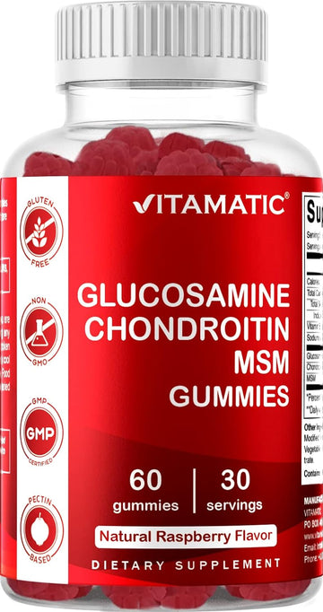 Vitamatic Glucosamine Chondroitin Gummies with MSM & Vitamin E - Joint Support - 60 Pectin Based Gummies