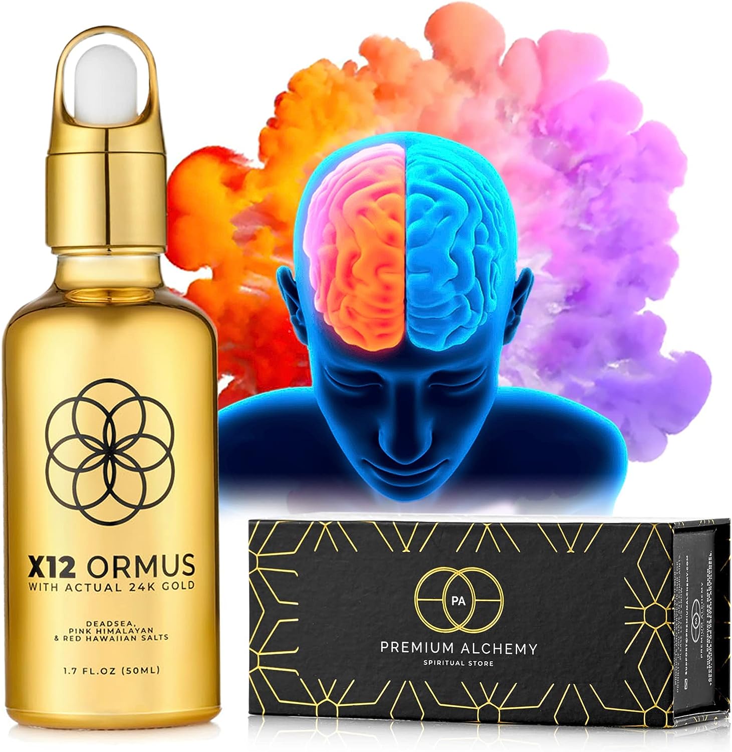 Ormus Monoatomic Gold Concentrate (High Potency X12) - 1.7 Fl. Oz (50 Ml) - Made By Real Alchemists Using 24K Food Grade Gold, Dead Sea Salt, Pink Himalayan Salt, And Red Hawaiian Salt