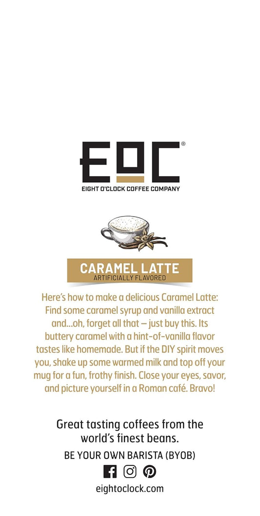 Eight O'Clock Coffee Barista Blends Caramel Latte, 11 Ounce, Medium Roast Ground Coffee, Buttery Caramel & Vanilla