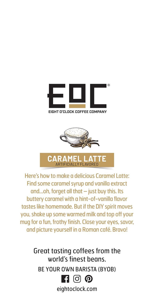 Eight O'Clock Coffee Barista Blends Caramel Latte, 11 Ounce, Medium Roast Ground Coffee, Buttery Caramel & Vanilla