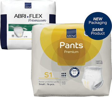 Abena Pants Premium Pull-Up Incontinence Pants, Eco-Labelled Incontinence Pants for Men & Women, Discreet, Protective, Breathable, Comfortable - Small 1, 60-90cm Waist, 1400ml Absorbency, 14PK