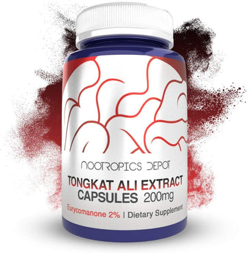 Nootropics Depot Tongkat Ali Extract Capsules | 200mg | 60 Count | 2% Eurycomanone by HPTLC | Eurycoma longifolia Root Extract