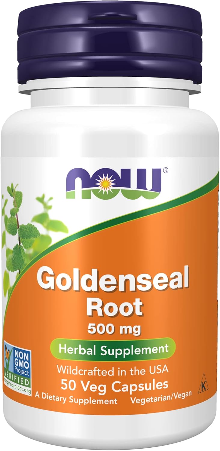 NOW Supplements, Goldenseal Root (Hydrastis canadensis) 500 mg, Herbal Supplement, 50 Veg Capsules