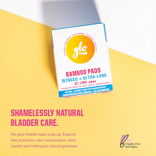 glo Organic Bamboo Light Incontinence Pads - Ultra Biodegradable for Sensitive Bladders & Periods - Superior Leak Protection and Comfort Sanitary Towels - 10 Count