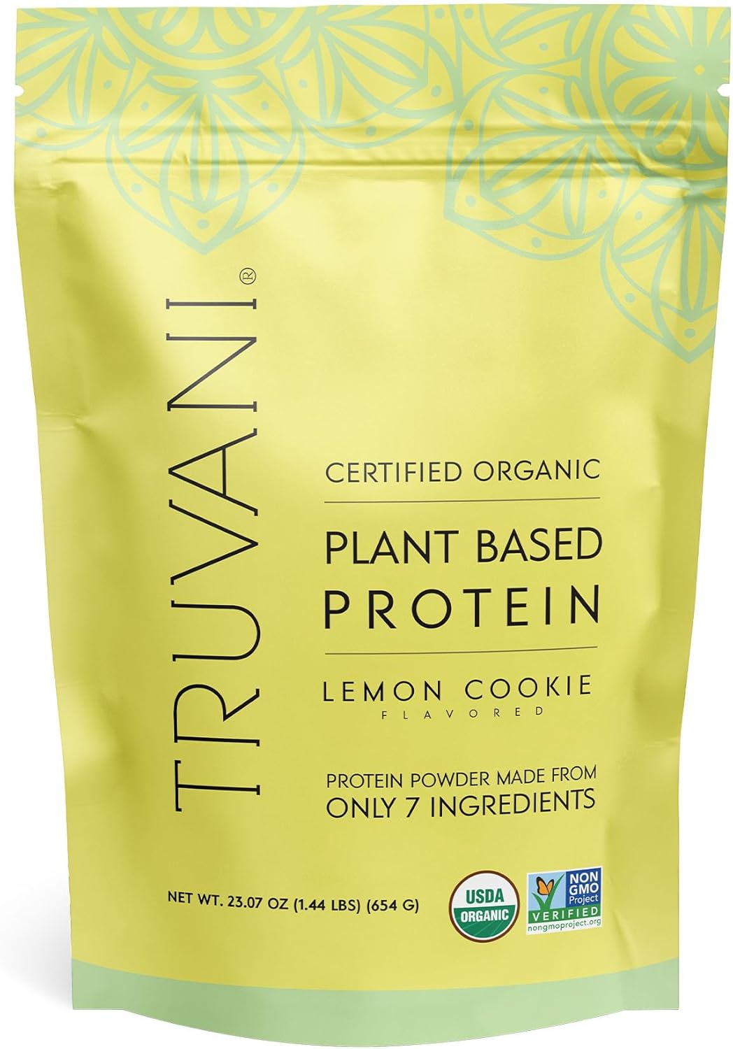 Truvani Vegan Pea Protein Powder | Lemon Cookie | 20G Organic Plant Based Protein | 20 Servings | Keto | Gluten & Dairy Free | Low Carb | No Added Sugar