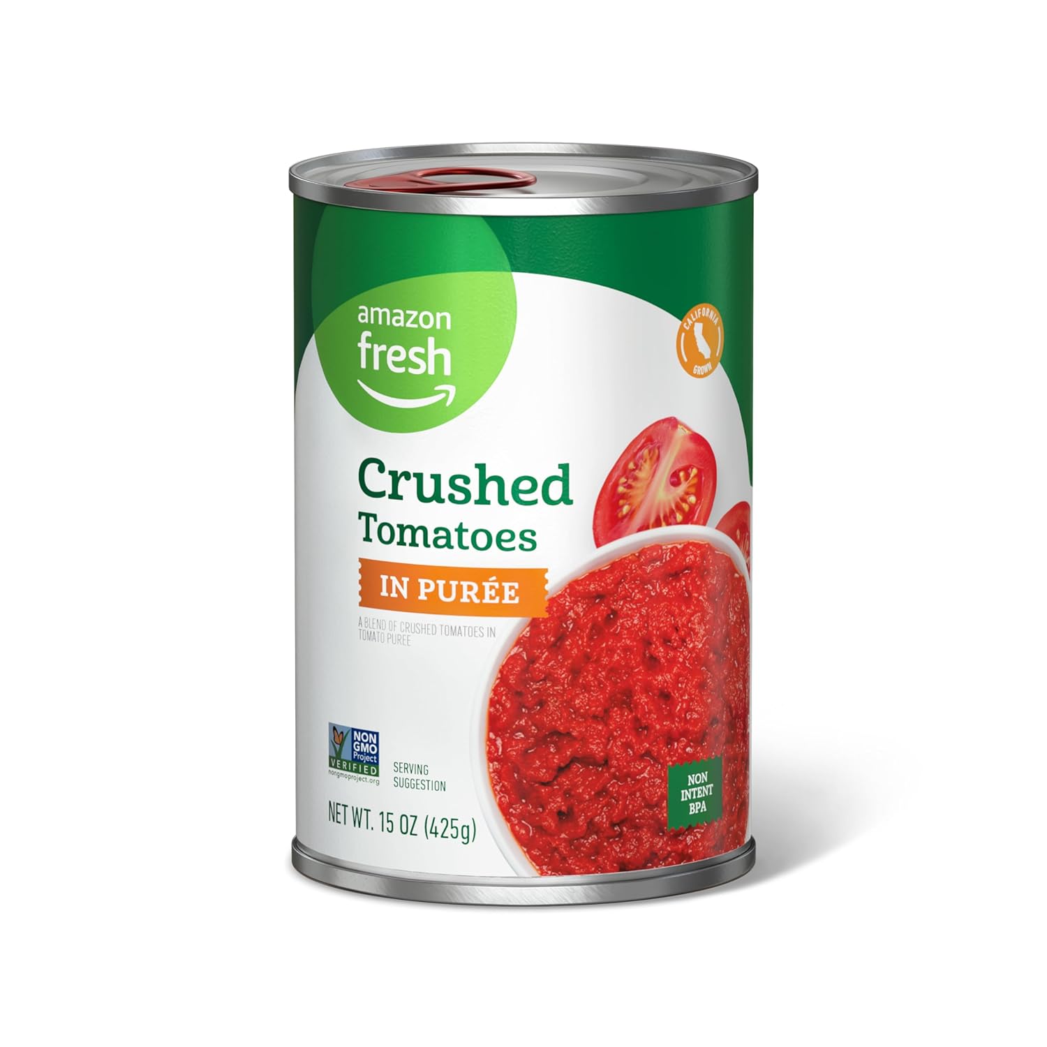 Amazon Fresh, Crushed Tomatoes In Purée, 15 Oz (Previously Happy Belly, Packaging May Vary)