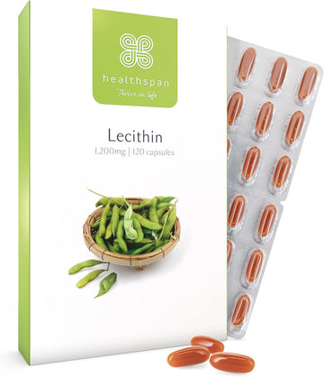 Healthspan Lecithin 1,200Mg (2 Months' Supply) | Beneficial Effect On Fat Digestion & Liver Function | Non-Gmo & Natural Soy Bean Source | High Strength Formulation