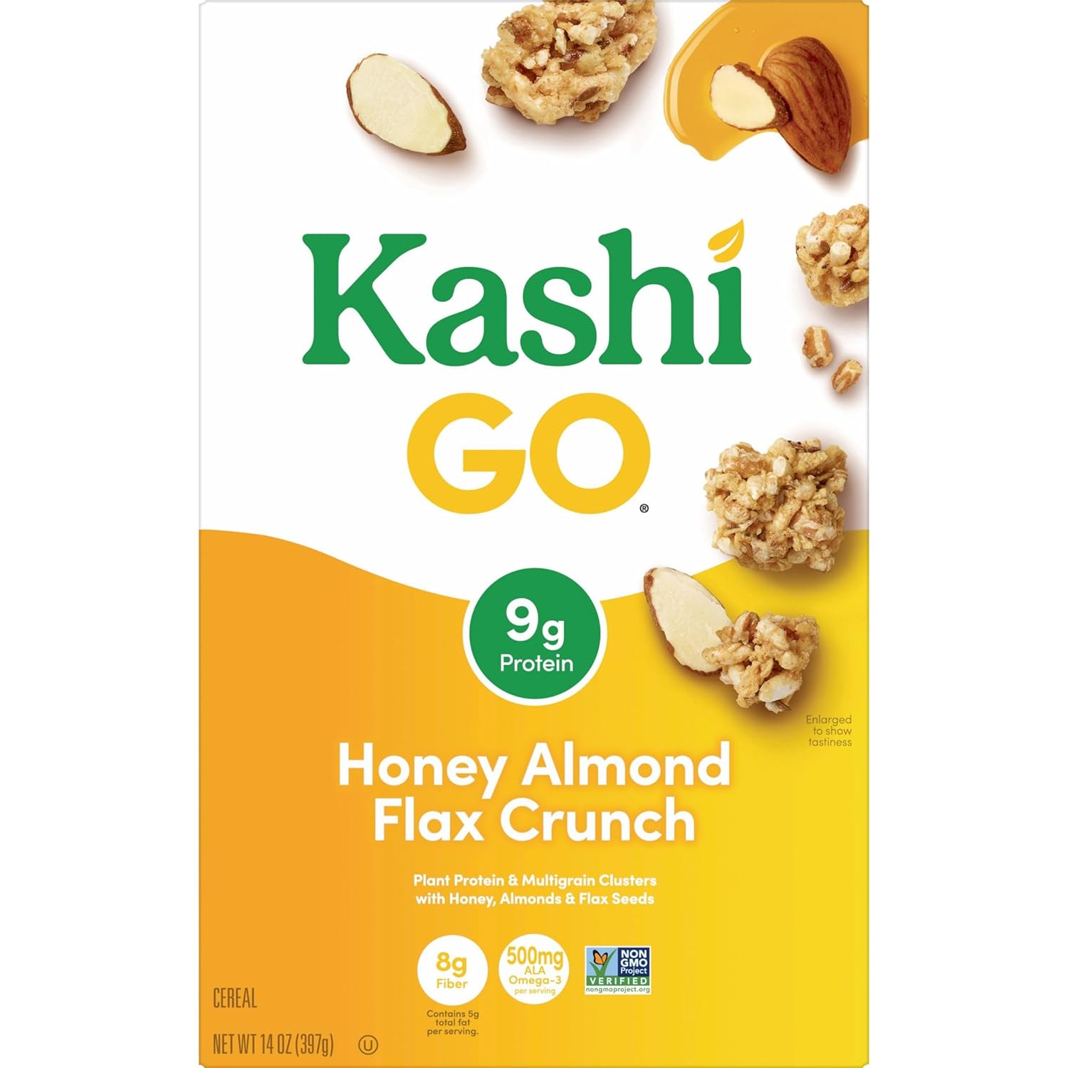 Kashi GO Cold Breakfast Cereal, Vegetarian Protein, Fiber Cereal, Honey Almond Flax Crunch, 14oz Box (1 Box)