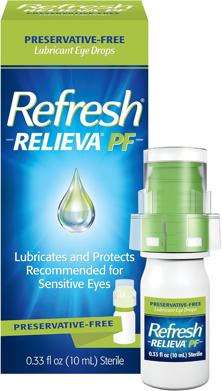 Refresh Relieva Preservative-Free Tears Lubricant Eye Drops, 0.33 Fl Oz (10 Ml)