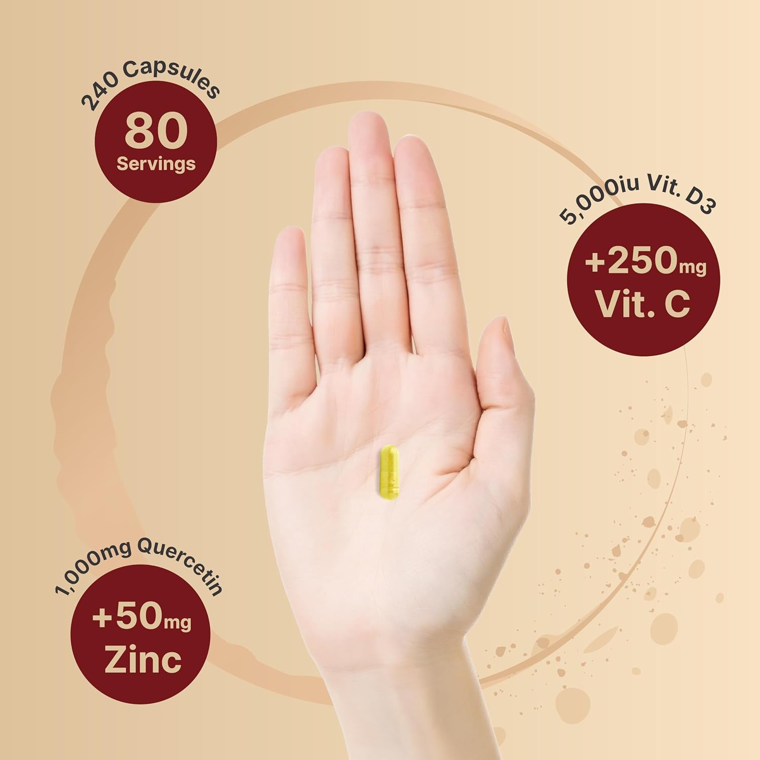 NatureBell Zinc Quercetin with Vitamin C & D3, 240 Capsules | Querceti
