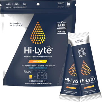 Hi-Lyte Pro Hydration Packets - 16 Individual Drink Packets | Orange | Flavored Electrolyte Powder Packets | Sugar-Free, Zero Carb, Zero Calorie