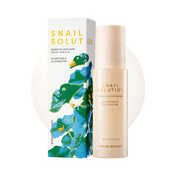 Nature Republic Snail Mucin Emulsion - Moisturizer, Hydrating Advanced Power Essence, Korean Skin Care For Face, Snails Skincare, Niacinamide, Deep Glow Mucus, Valentines Day Gifts, 120Ml/4.02 Fl.Oz