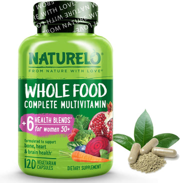 Naturelo Whole Food Multivitamin For Women 50+ (Iron Free) With Vitamins, Minerals, & Organic Extracts - Supplement For Post Menopausal Women Over 50 - No Gmo - 120 Vegan Capsules