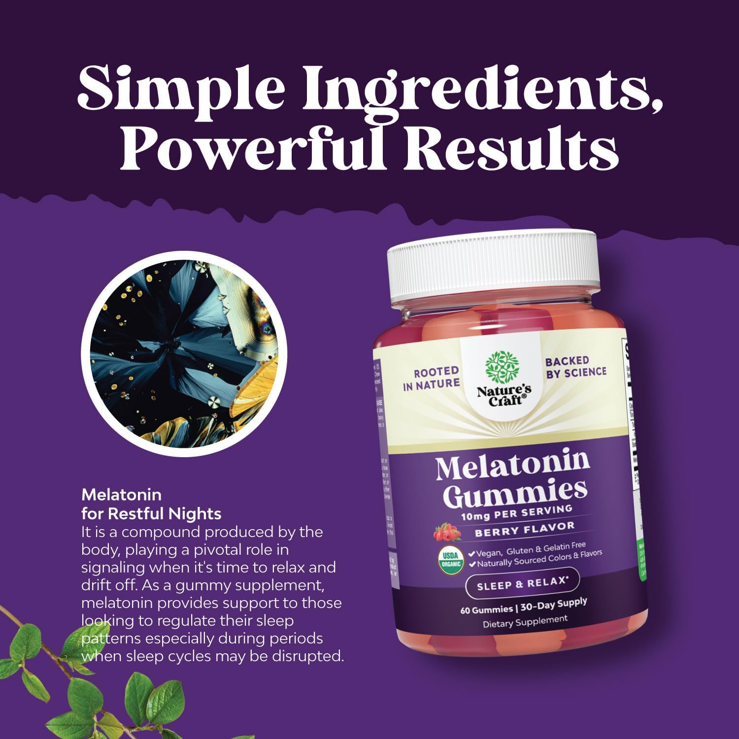 Organic Melatonin Gummies 10mg per Serving - Fast Acting Tasty Sleep Gummies for Adults Extra Strength Melatonin 10mg for Adults Enhanced Sleep Quality & Duration - Non GMO Organic & Vegan (30 Days) : Health & Household