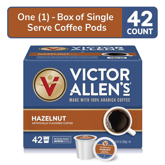 Victor Allen'S Coffee Hazelnut Flavored, Medium Roast, 42 Count, Single Serve Coffee Pods For Keurig K-Cup Brewers