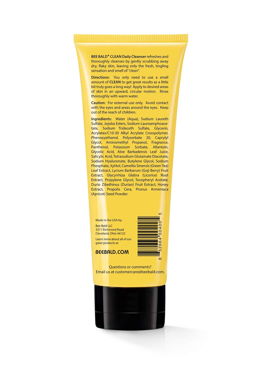 Bee Bald CLEAN - Daily Cleanser for Face and Head - Premium Facial Cleanser for Men and Women Too - Daily Face Wash Refreshes and Thoroughly Cleans - 4 fl Oz : Beauty & Personal Care