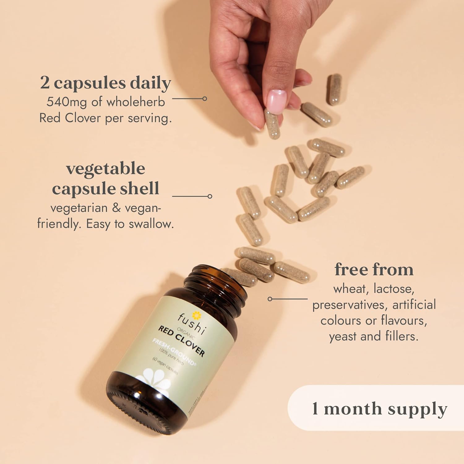 Fushi Organic Red Clover Capsules, 60 Caps | Fresh-Ground Whole Food | Rich in Minerals, Supports Women’s Health | Indigenously Sourced | Ethical, Vegan & Made in the UK : Amazon.co.uk: Health & Personal Care
