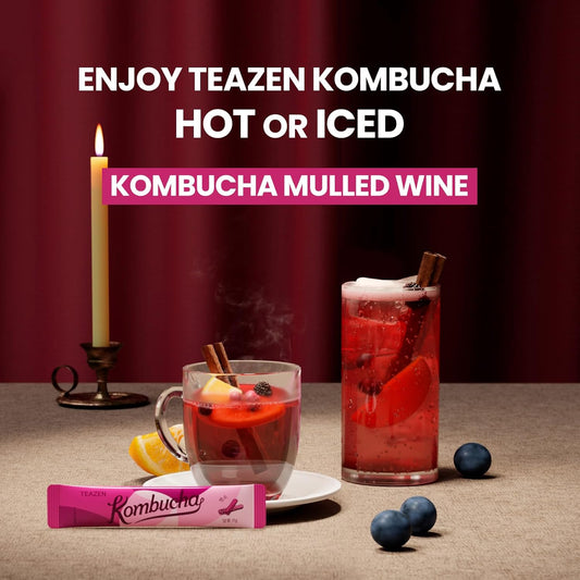 Teazen Kombucha Mulled Wine Flavor Variety Pack, Mulled Wine Tea Drink Mix 10 Sticks & 30 Sticks (40 Sticks)