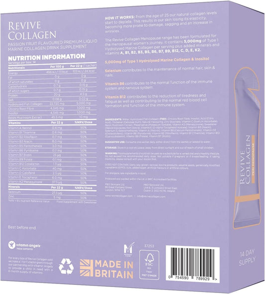 Revive Collagen Premium Menopause Range - Hydrolysed Liquid Marine Collagen Drink (14, Peri Menopause)