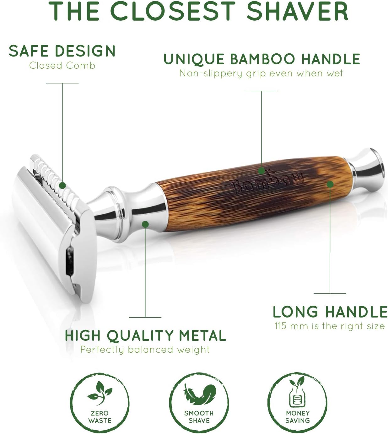 Bambaw Double Edge Safety Razor | Bamboo Razors | Classic Style | Bamboo & Stainless Steel | Unisex Adult : Amazon.co.uk: Health & Personal Care