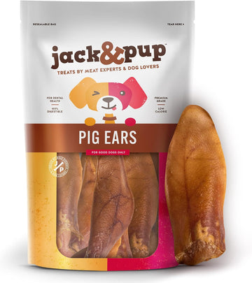 Jack&Pup Pig Ears for Dogs (18 Pack) Extra Thick Half Pigs Ears - Premium Dog Pig Ear Treats - Healthy Dog Pork Chews; Excellent Rawhide Alternative