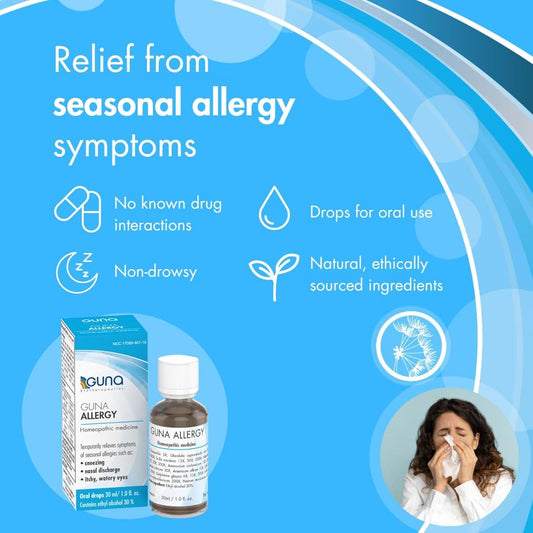 Guna Allergy Homeopathic Natural Allergy Relief Histaminum Hydrochloricum 200X, Multi Symptom Non-Drowsy, Homeopathic Decongestant & Allergy Medicine – 30 Ml