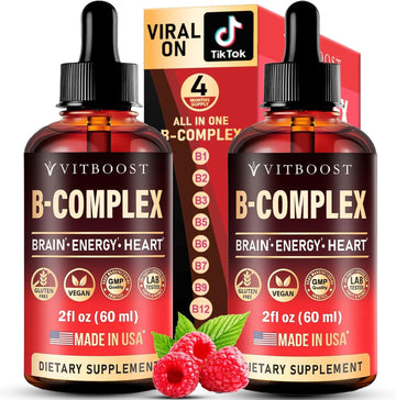 Vegan Vitamin B12 With B Complex 20000 Mcg- Extra Strength For Men And Women- Raspberry Liquid Drops| Usa Made, B1, B2, B3, B5,B6, Biotin, Folic Acid & B12 Sublingual Methylcobalamin | 4 Months Supply