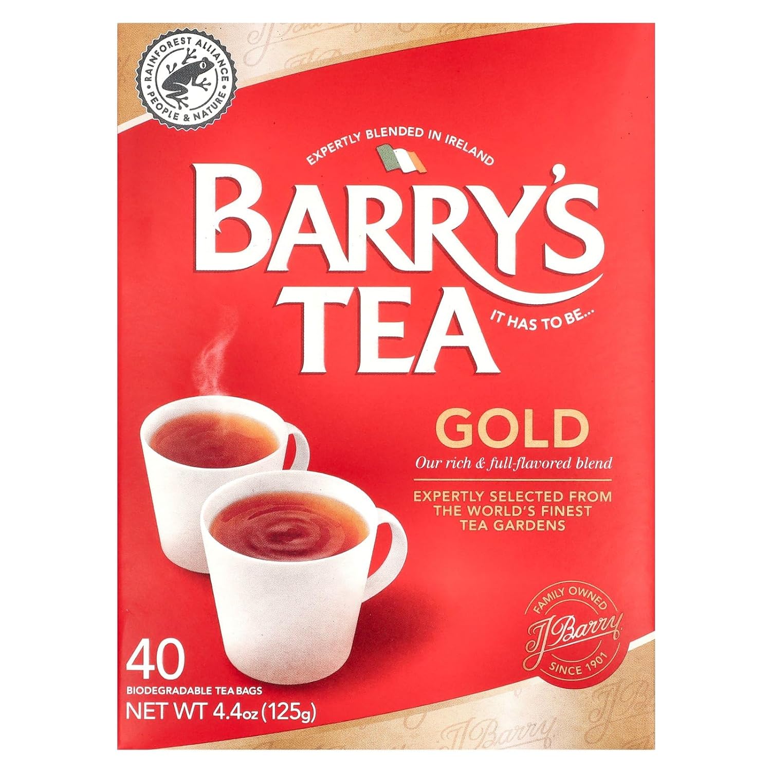 Barrys Tea Gold 40 Bags 125G (4.4Oz)