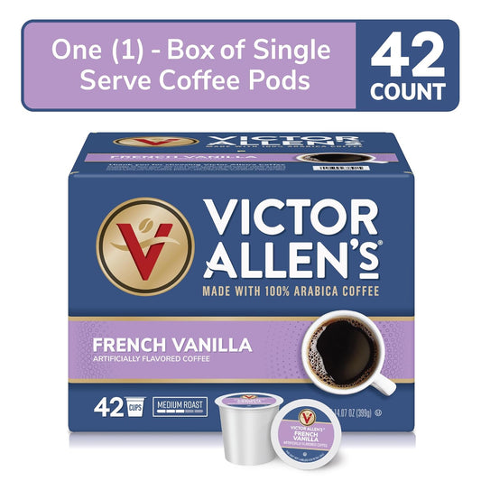 Victor Allen'S Coffee French Vanilla Flavored Coffee, Medium Roast, 42 Count, Single Serve Coffee Pods For Keurig K-Cup Brewers