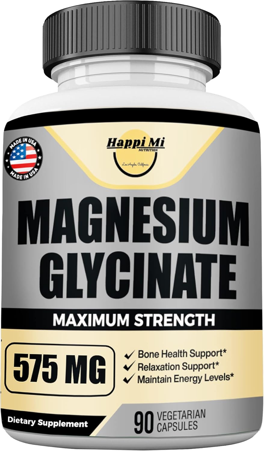 Magnesium Glycinate 575Mg Per Serving, Essential Mineral Supplements, Muscle & Bone Health Support, Promote Relaxation & Balance Mood, Non-Gmo - 90 Vegan Capsule 45 Servings