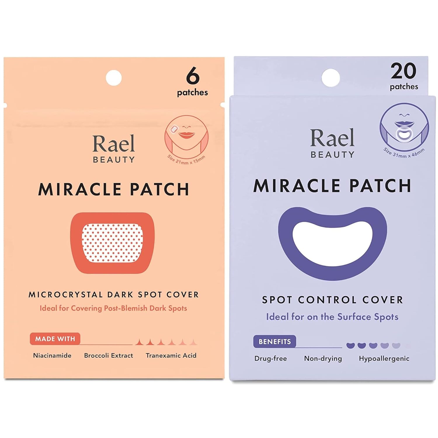 Rael Miracle Bundle - Spot Control Cover (20 Count), Microcrystal Dark Spot Cover (6 Count)